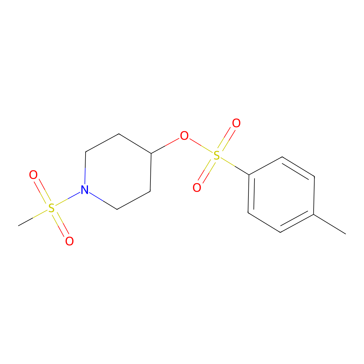 1-Methanesulfonylpiperidin-4-yl 4-methylbenzene-1-sulfonate molecular structure, CAS 2480056-39-9