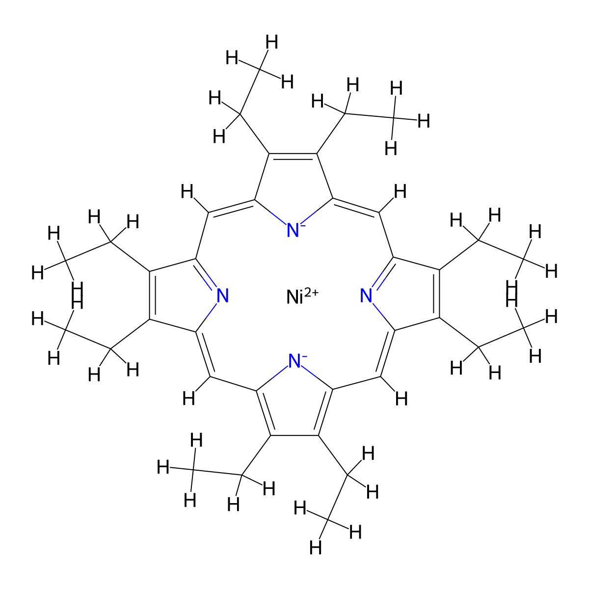 2,3,7,8,12,13,17,18-Octaethyl-21h,23h-porphine nickel(II) , Nickel octaethylporphyrin molecular structure, CAS 24803-99-4