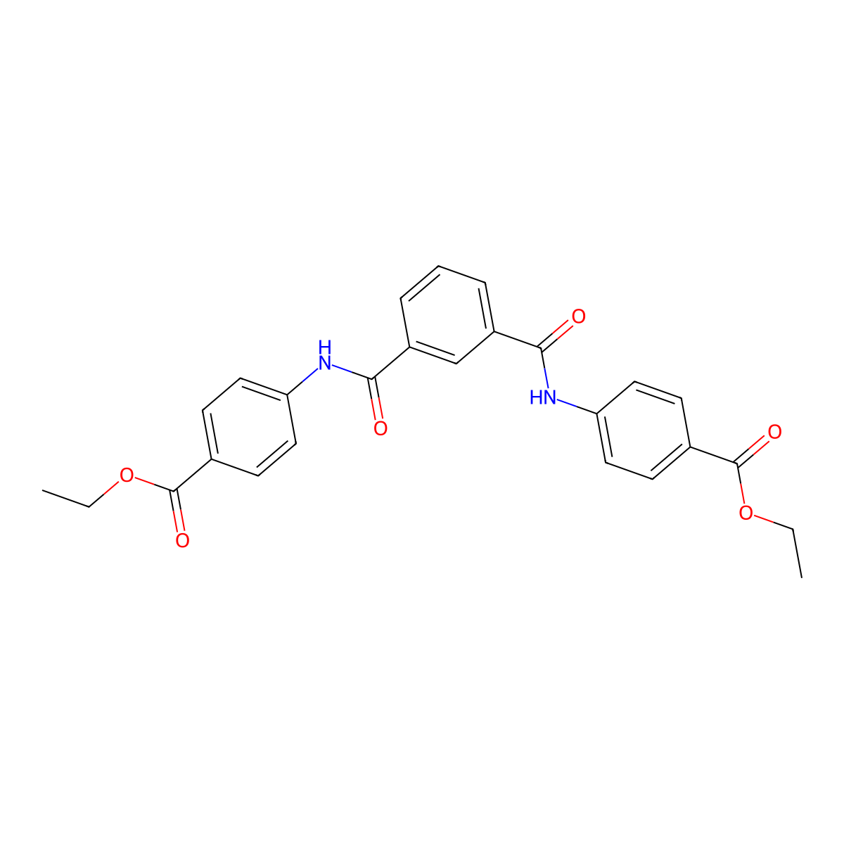 Ethyl 4-[[3-[(4-ethoxycarbonylphenyl)carbamoyl]benzoyl]amino]benzoate molecular structure, CAS 24806-40-4