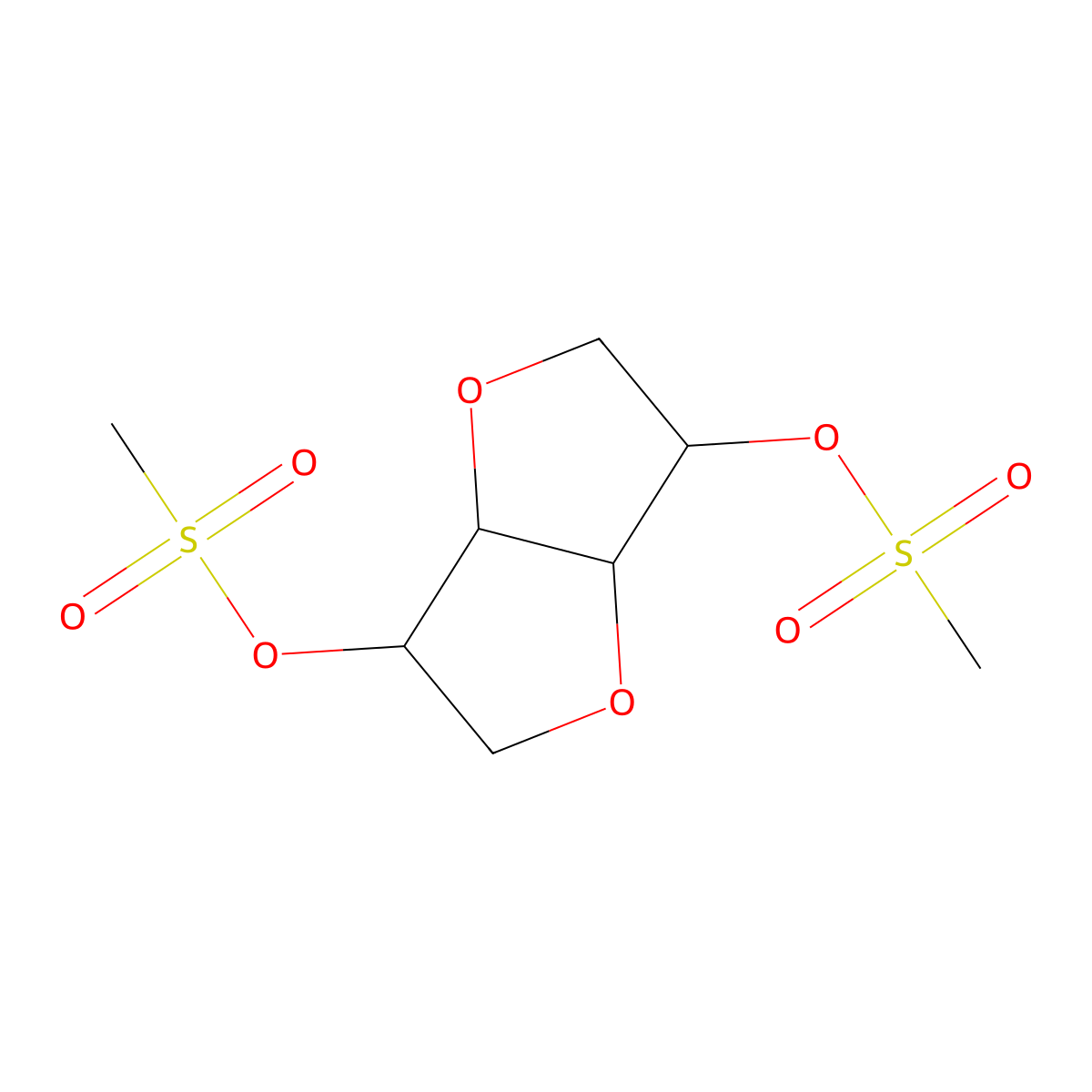 (3R,3aS,6R,6aS)-6-(methanesulfonyloxy)-hexahydrofuro[3,2-b]furan-3-yl methanesulfonate molecular structure, CAS 24808-23-9