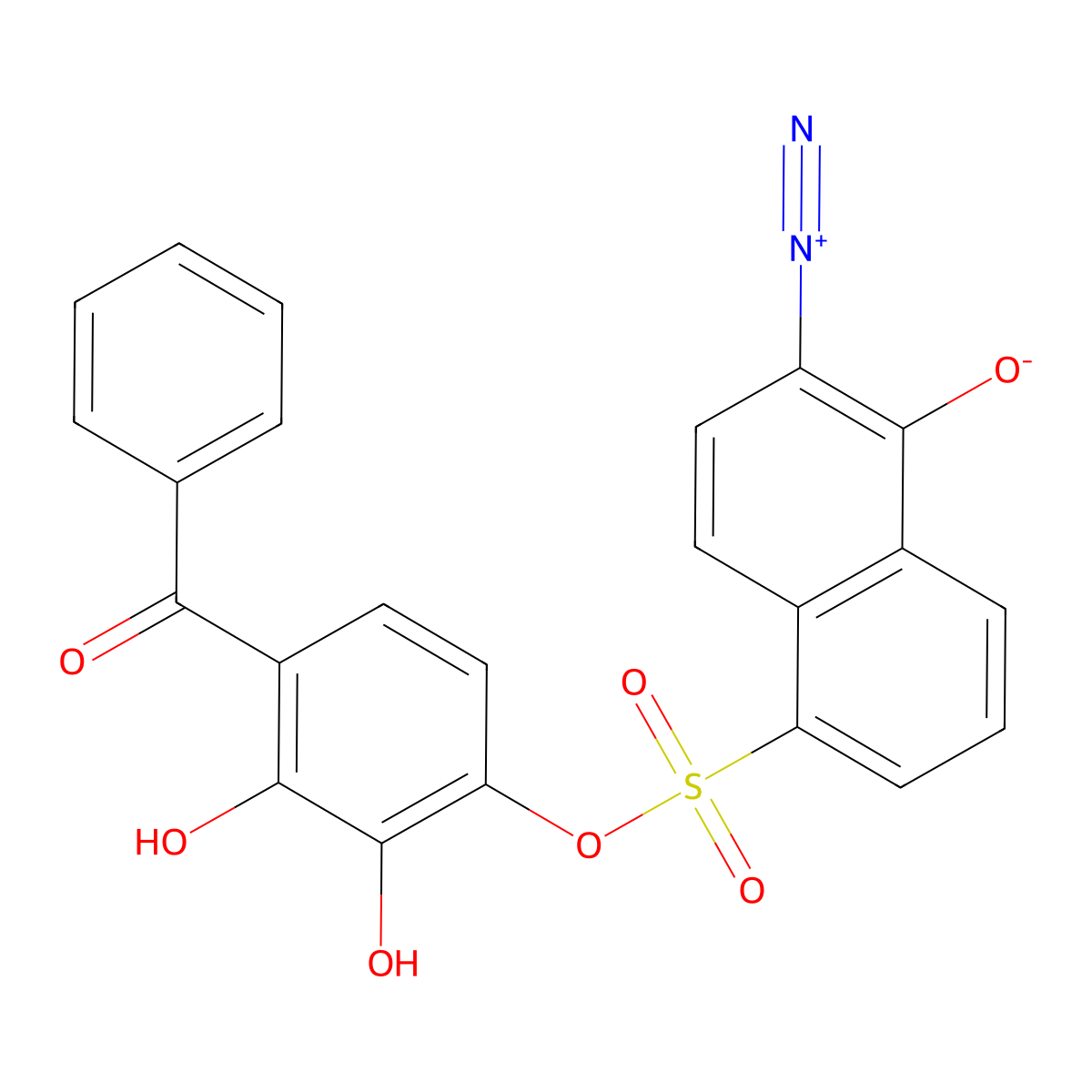1-Naphthalenesulfonic acid, 6-diazo-5,6-dihydro-5-oxo-, 4-benzoyl-2,3-dihydroxyphenyl ester molecular structure, CAS 2481-86-9
