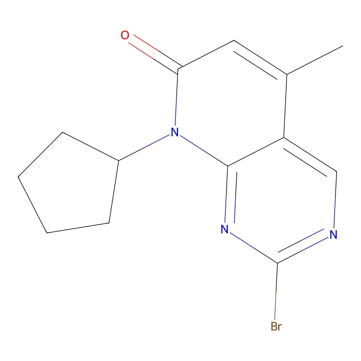 2-broMo-8-cyclopentyl-5-Methylpyrido[2,3-d]pyriMidin-7(8H)-one molecular structure, CAS 2481084-21-1