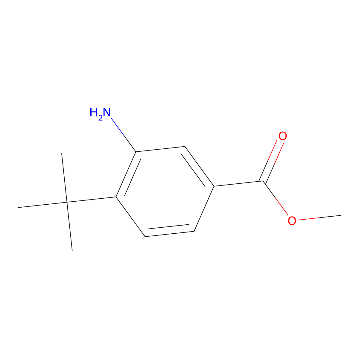 Methyl 3-amino-4-(tert-butyl)benzoate molecular structure, CAS 24812-91-7