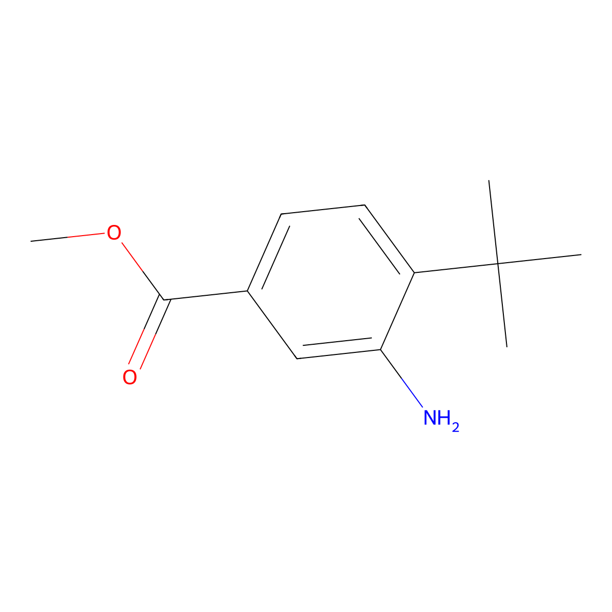 Methyl 3-amino-4-(tert-butyl)benzoate molecular structure, CAS 24812-91-7