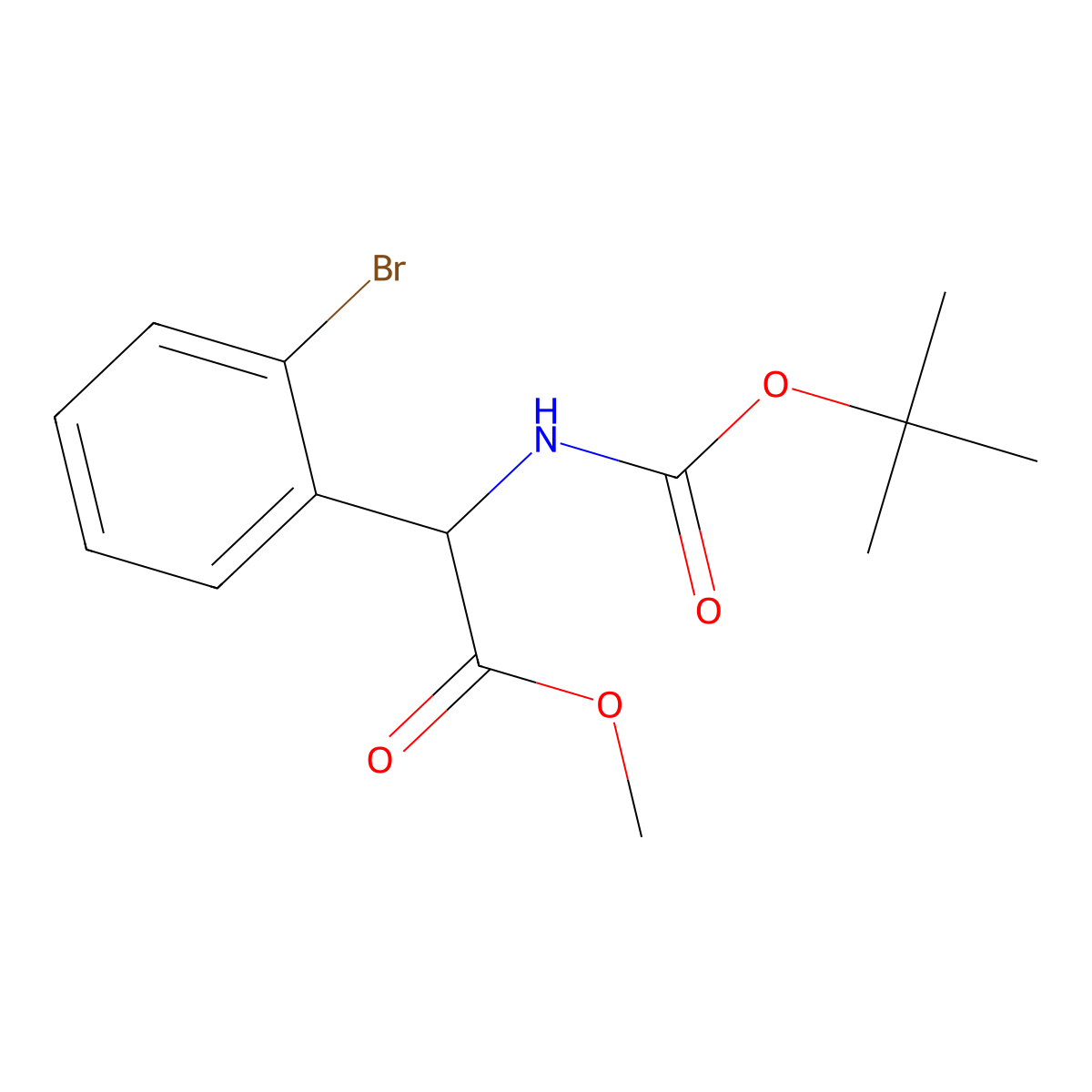 Methyl 2-(2-bromophenyl)-2-{[(tert-butoxy)carbonyl]amino}acetate molecular structure, CAS 2481344-90-3