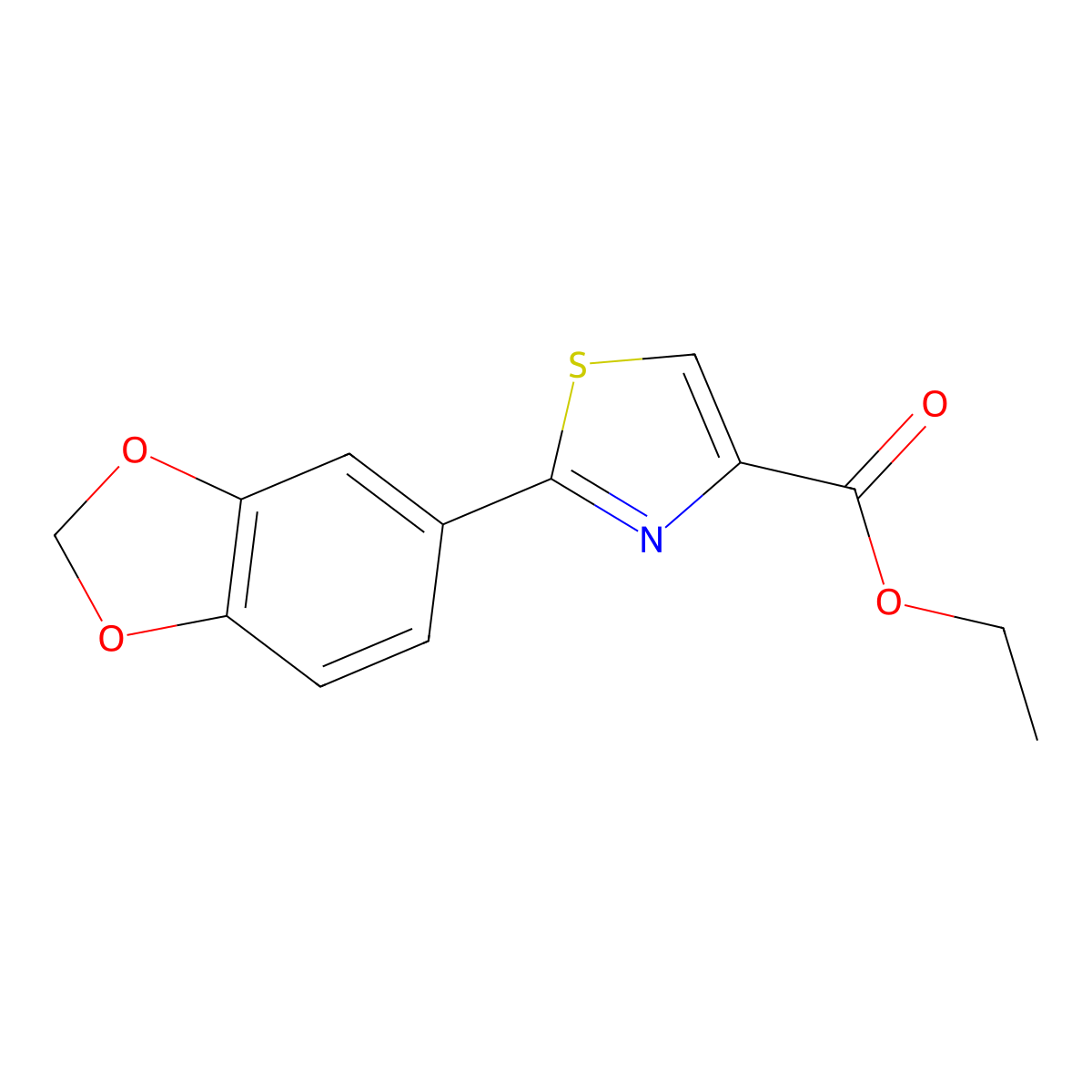 Ethyl 2-(benzo[d][1,3]dioxol-5-yl)thiazole-4-carboxylate molecular structure, CAS 248249-53-8