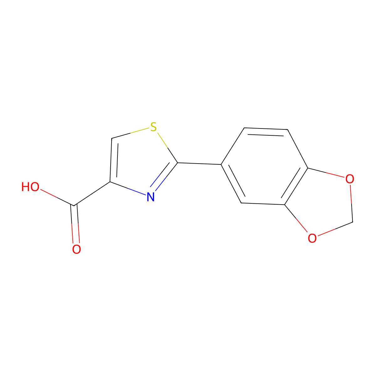 2-(2H-1,3-benzodioxol-5-yl)-1,3-thiazole-4-carboxylic acid molecular structure, CAS 248249-55-0