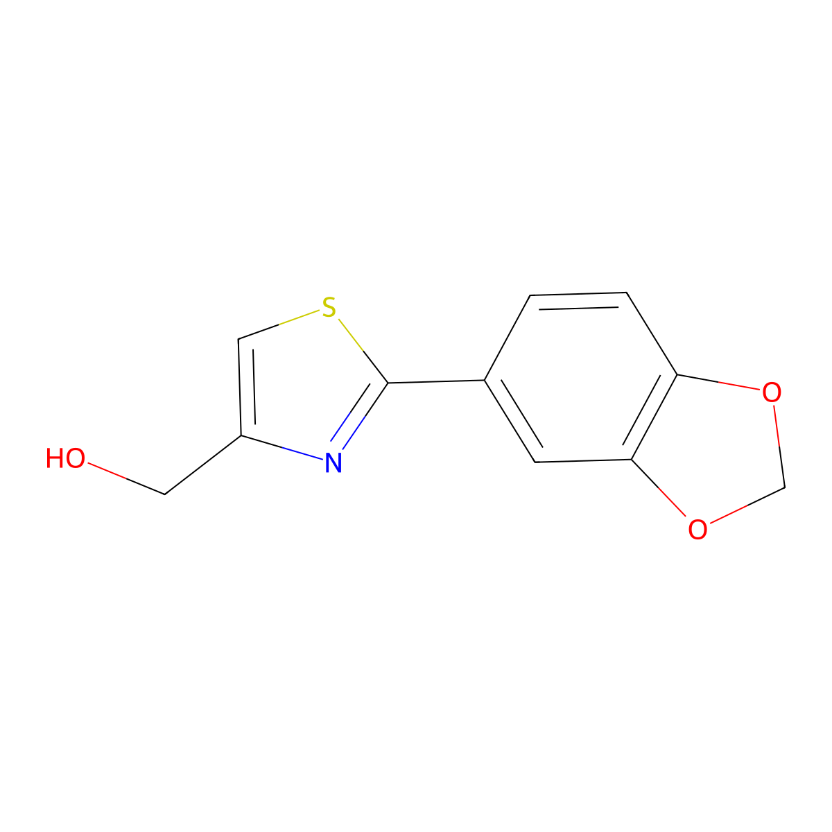 (2-Benzo[1,3]dioxol-5-YL-thiazol-4-YL)-methanol molecular structure, CAS 248249-56-1