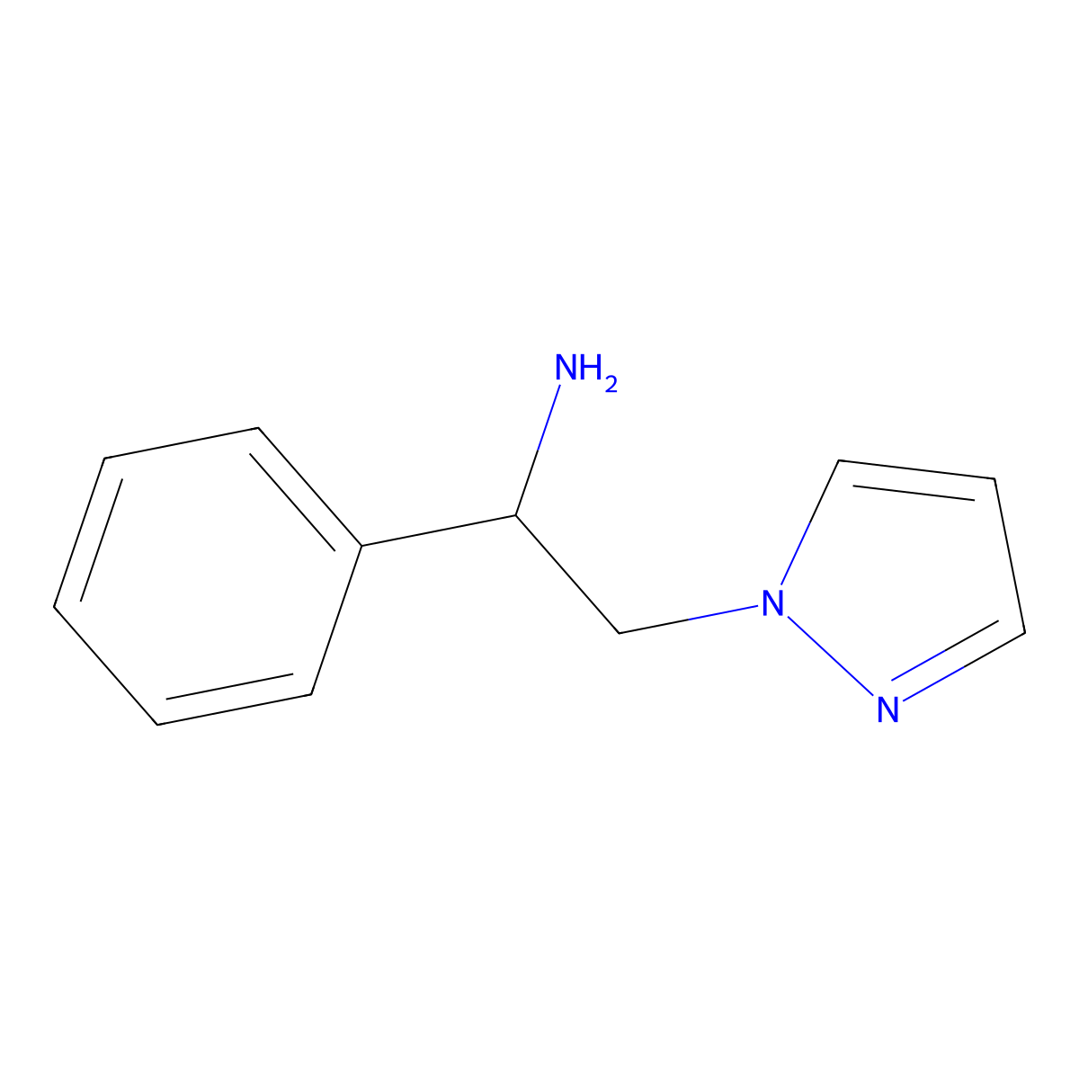 1-phenyl-2-(1H-pyrazol-1-yl)ethanamine molecular structure, CAS 248250-51-3