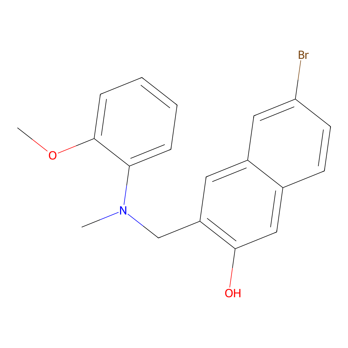 6-Bromo-3-(((2-methoxyphenyl)(methyl)amino)methyl)naphthalen-2-ol molecular structure, CAS 248251-86-7