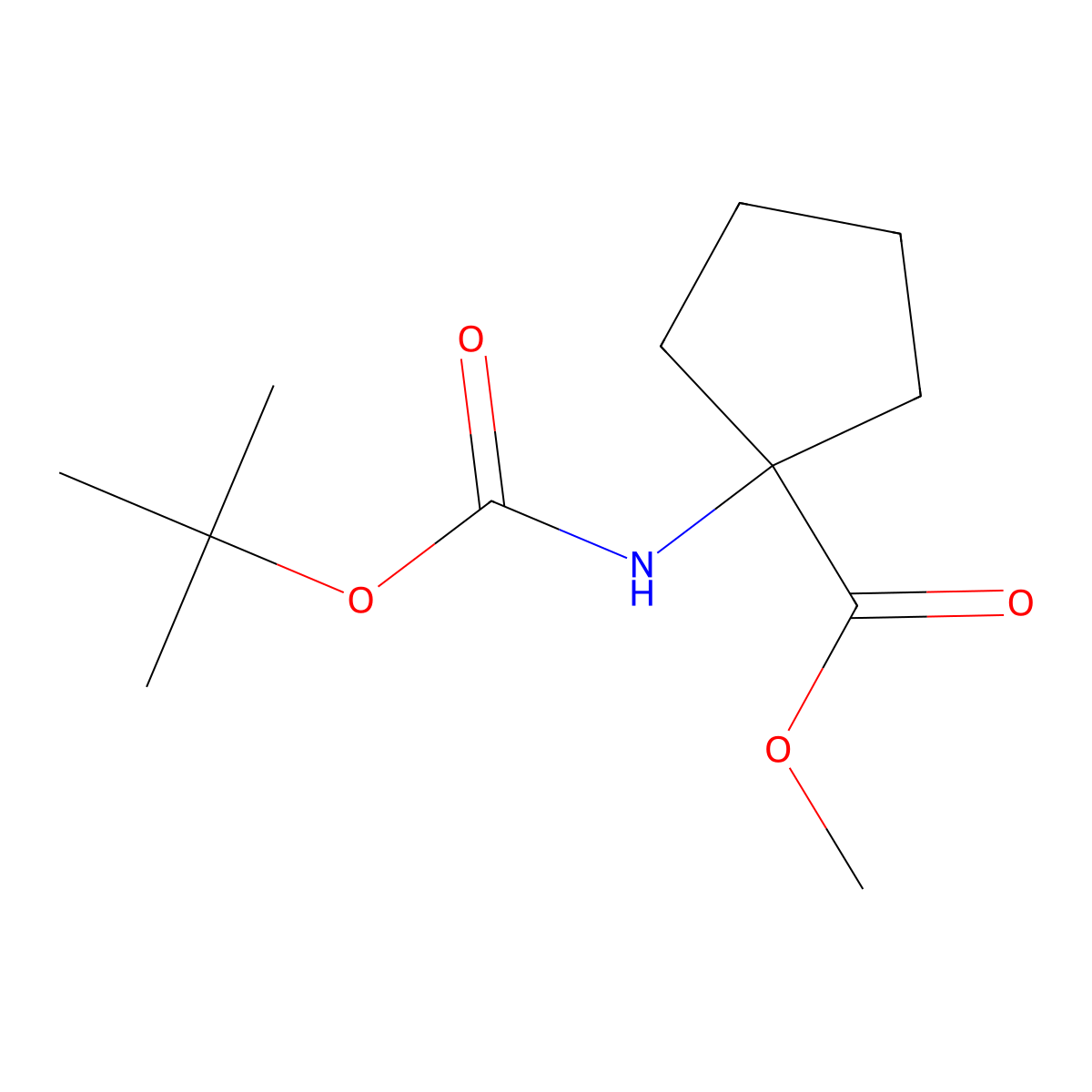 Cyclopentanecarboxylic acid, 1-[[(1,1-dimethylethoxy)carbonyl]amino]-, methyl ester molecular structure, CAS 248262-96-6