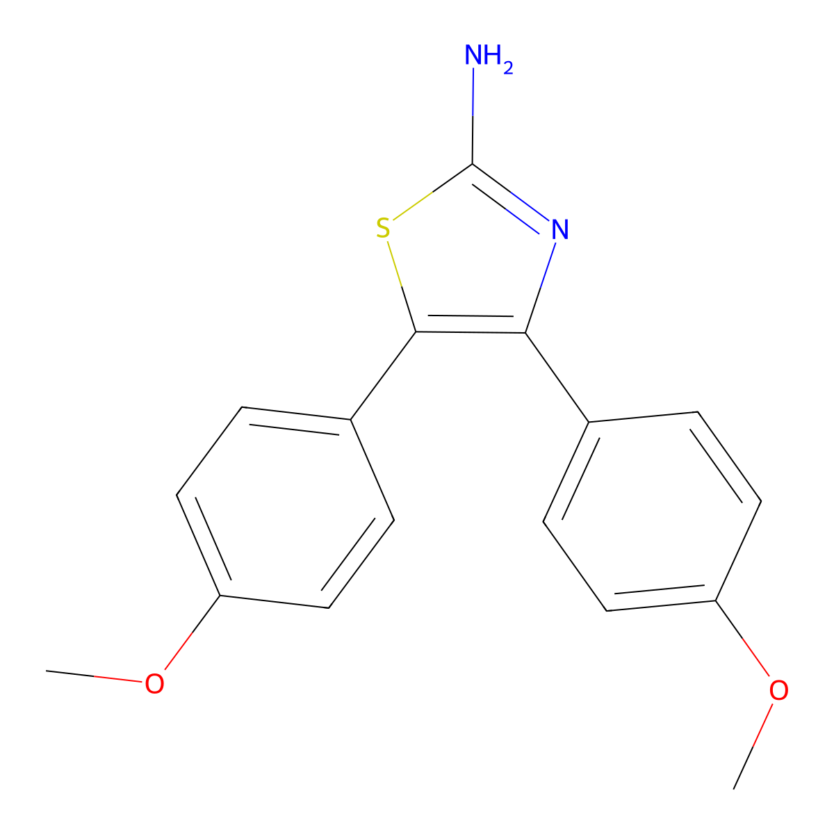4,5-Bis-(4-methoxy-phenyl)-thiazol-2-ylamine molecular structure, CAS 24827-38-1