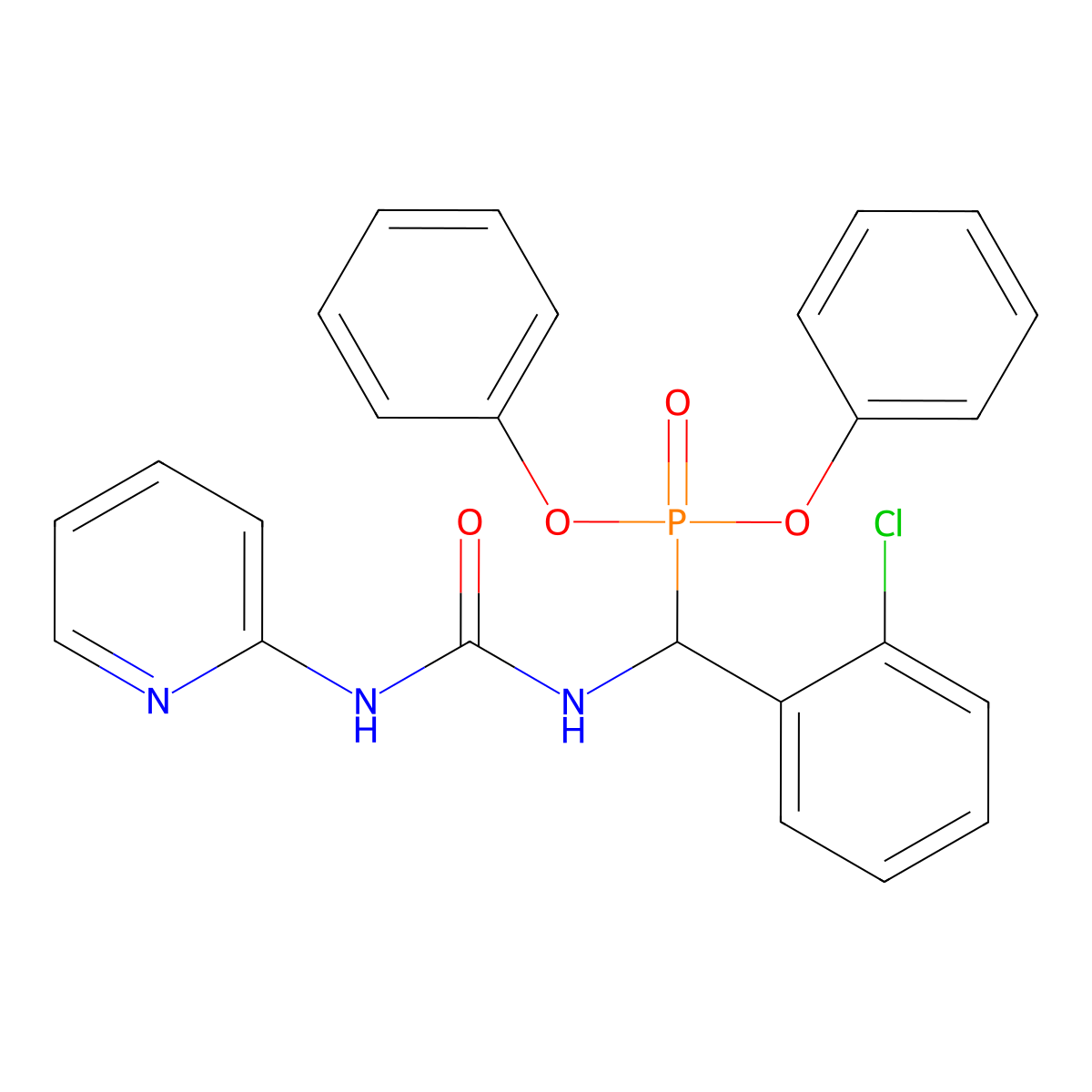 Phosphonic acid, [(2-chlorophenyl)[[(2-pyridinylamino)carbonyl]amino]methyl]-, diphenyl ester molecular structure, CAS 248274-33-1
