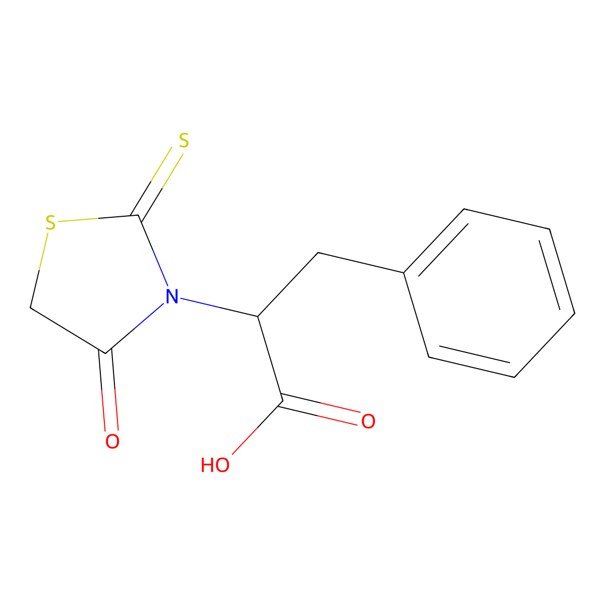 2-(4-Oxo-2-thioxo-1,3-thiazolidin-3-yl)-3-phenylpropanoic acid molecular structure, CAS 24834-68-2