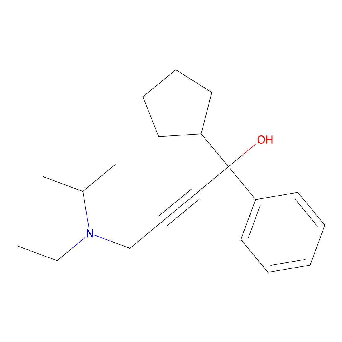 1-Cyclopentyl-4-[ethyl(propan-2-yl)amino]-1-phenylbut-2-yn-1-ol molecular structure, CAS 24836-75-7