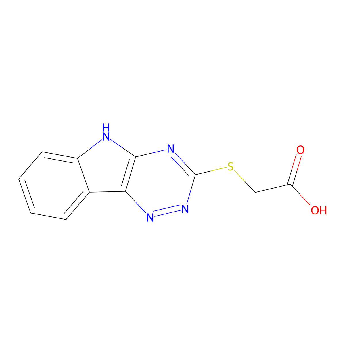 (2H-[1,2,4]Triazino[5,6-b]indol-3-ylsulfanyl)-acetic acid molecular structure, CAS 24838-13-9