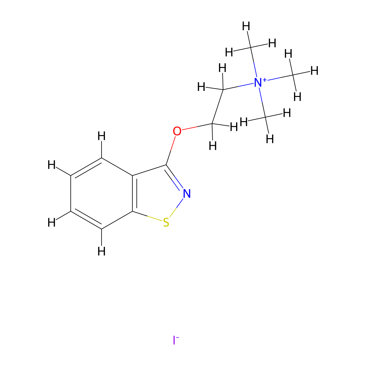 Ethanaminium, 2-(1,2-benzisothiazol-3-yloxy)-N,N,N-trimethyl-, iodide molecular structure, CAS 24839-37-0