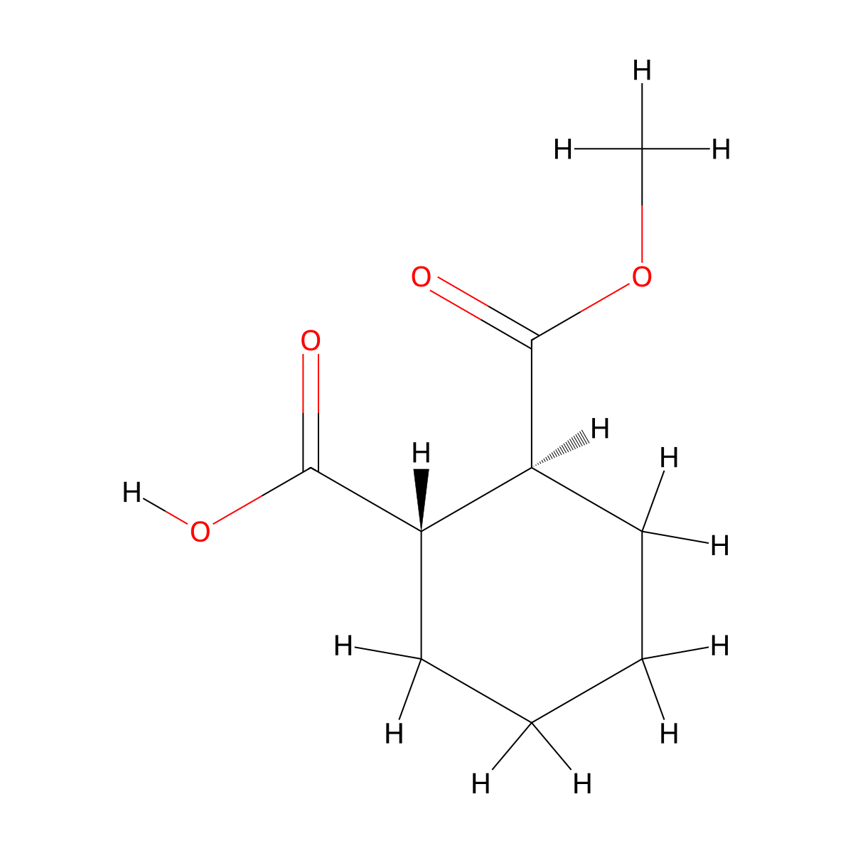 trans-2-Carbomethoxycyclohexane-1-carboxyic acid molecular structure, CAS 2484-60-8