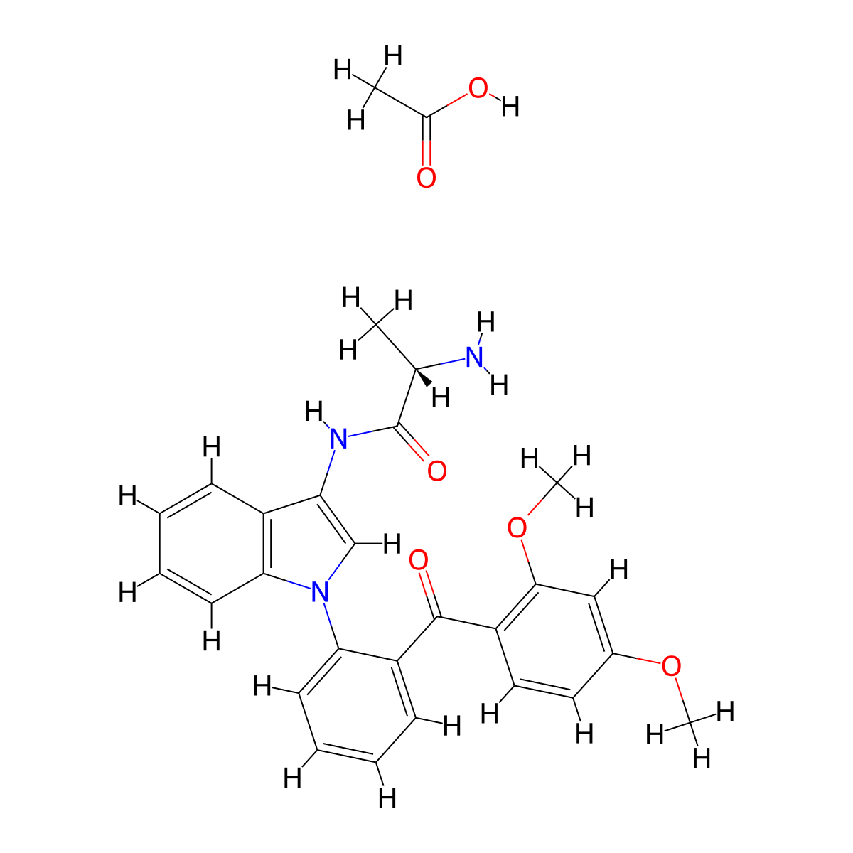 acetic acid;(2S)-2-amino-N-[1-[2-(2,4-dimethoxybenzoyl)phenyl]indol-3-yl]propanamide molecular structure, CAS 2484872-68-4