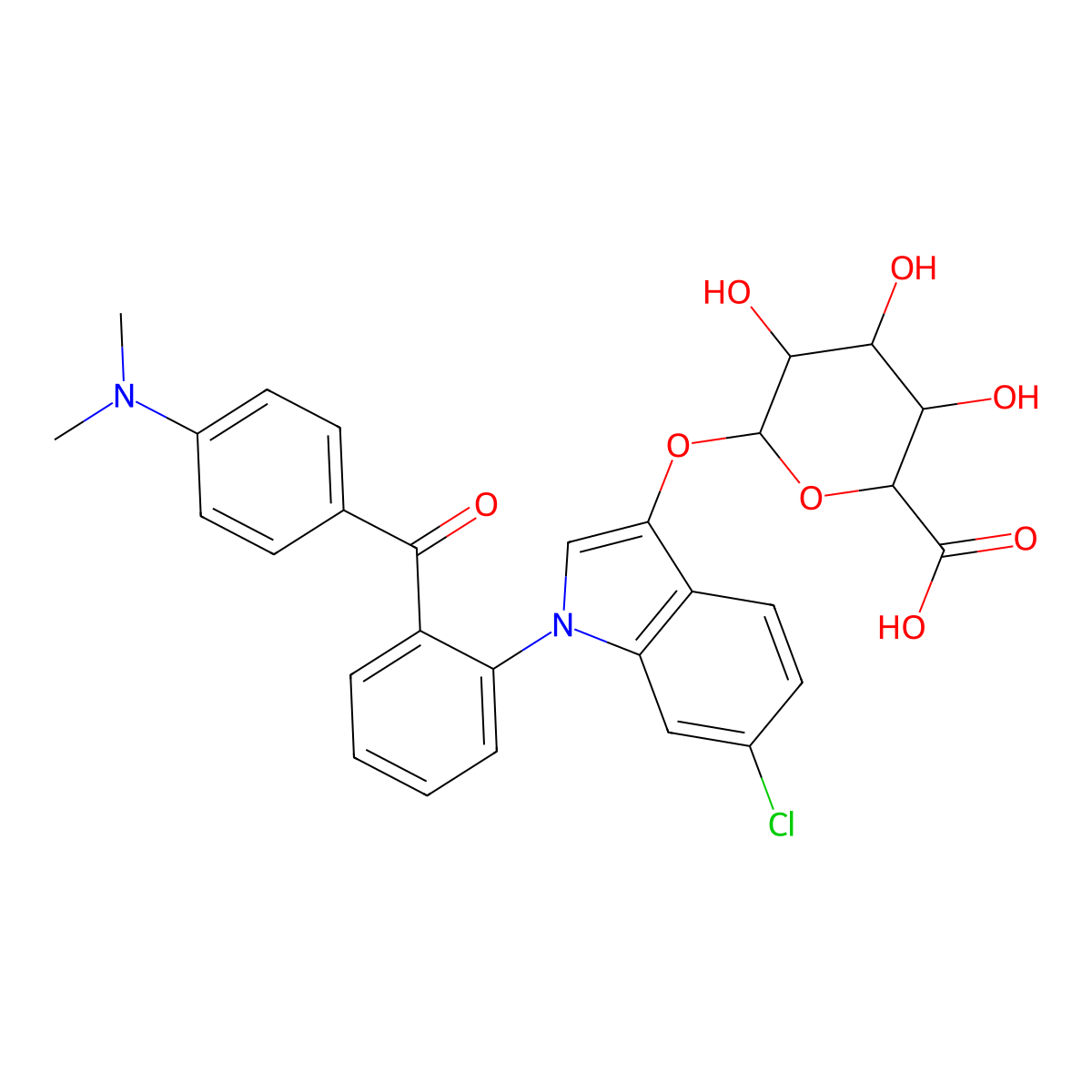 (2S,3S,4S,5R,6S)-6-[6-chloro-1-[2-[4-(dimethylamino)benzoyl]phenyl]indol-3-yl]oxy-3,4,5-trihydroxyoxane-2-carboxylic acid molecular structure, CAS 2484872-90-2
