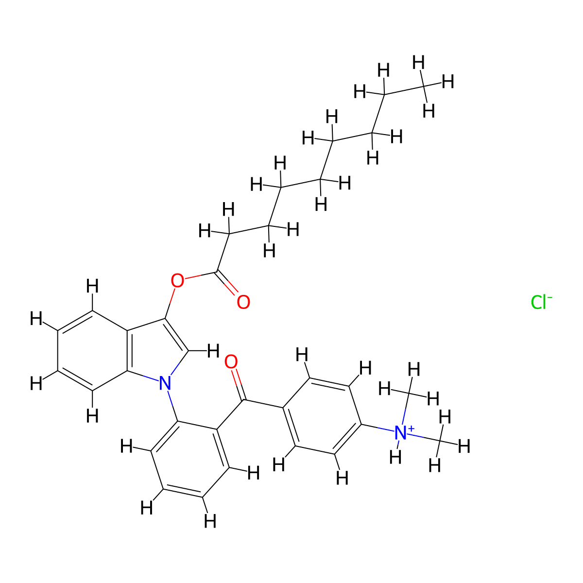 Dimethyl-[4-[2-(3-nonanoyloxyindol-1-yl)benzoyl]phenyl]azanium chloride molecular structure, CAS 2484873-13-2