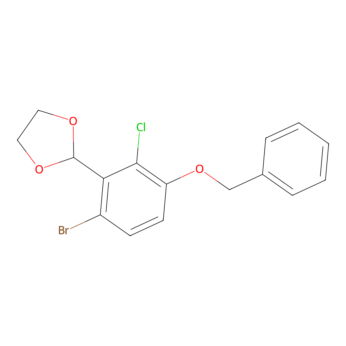 2-(3-(Benzyloxy)-6-bromo-2-chlorophenyl)-1,3-dioxolane molecular structure, CAS 2484888-88-0