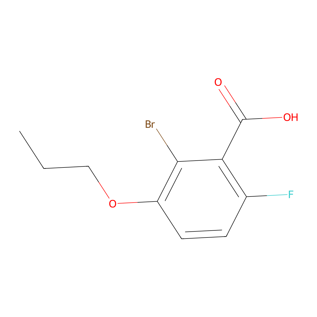 2-Bromo-6-fluoro-3-propoxybenzoic acid molecular structure, CAS 2484888-94-8