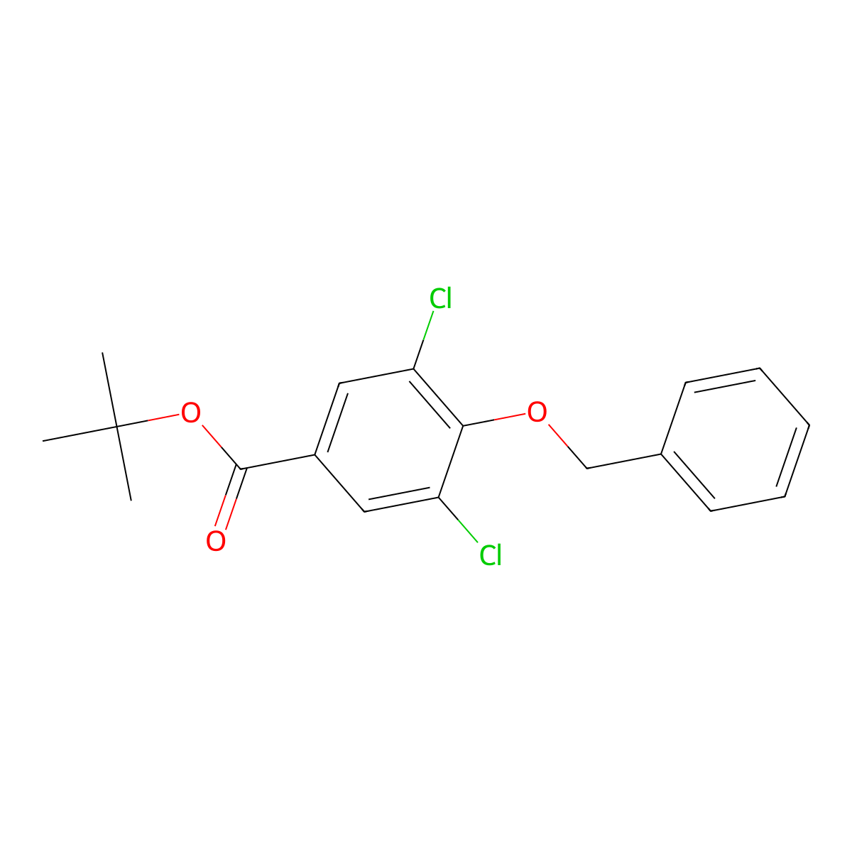 Tert-butyl 4-(benzyloxy)-3,5-dichlorobenzoate molecular structure, CAS 2484889-07-6