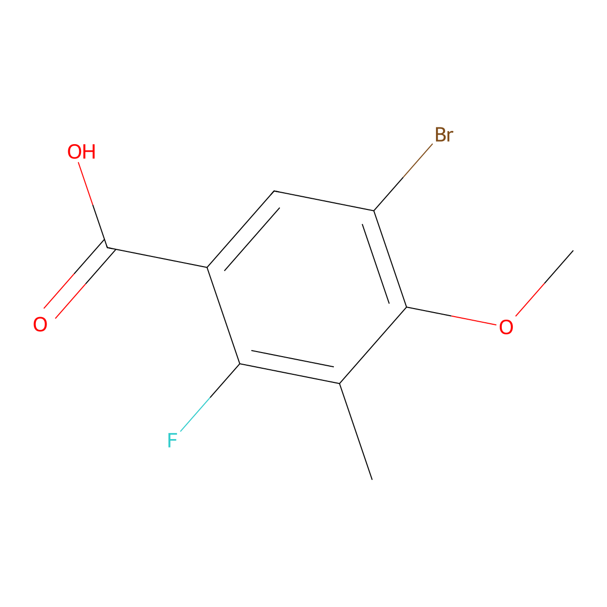 5-Bromo-2-fluoro-4-methoxy-3-methylbenzoic acid molecular structure, CAS 2484889-08-7