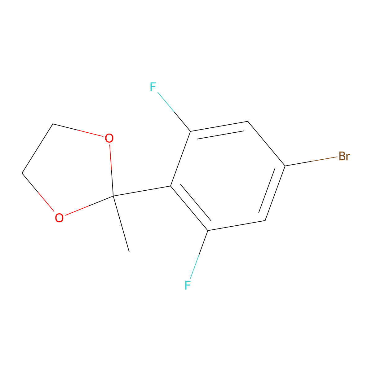 2-(4-Bromo-2,6-difluorophenyl)-2-methyl-1,3-dioxolane molecular structure, CAS 2484889-09-8