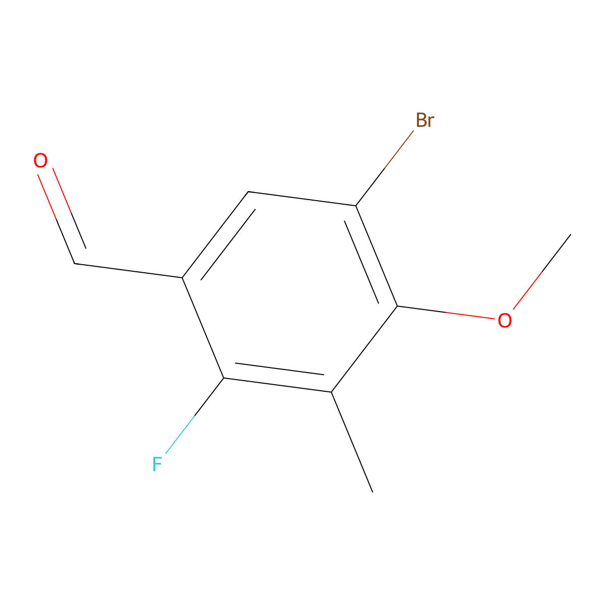 5-Bromo-2-fluoro-4-methoxy-3-methylbenzaldehyde molecular structure, CAS 2484889-21-4