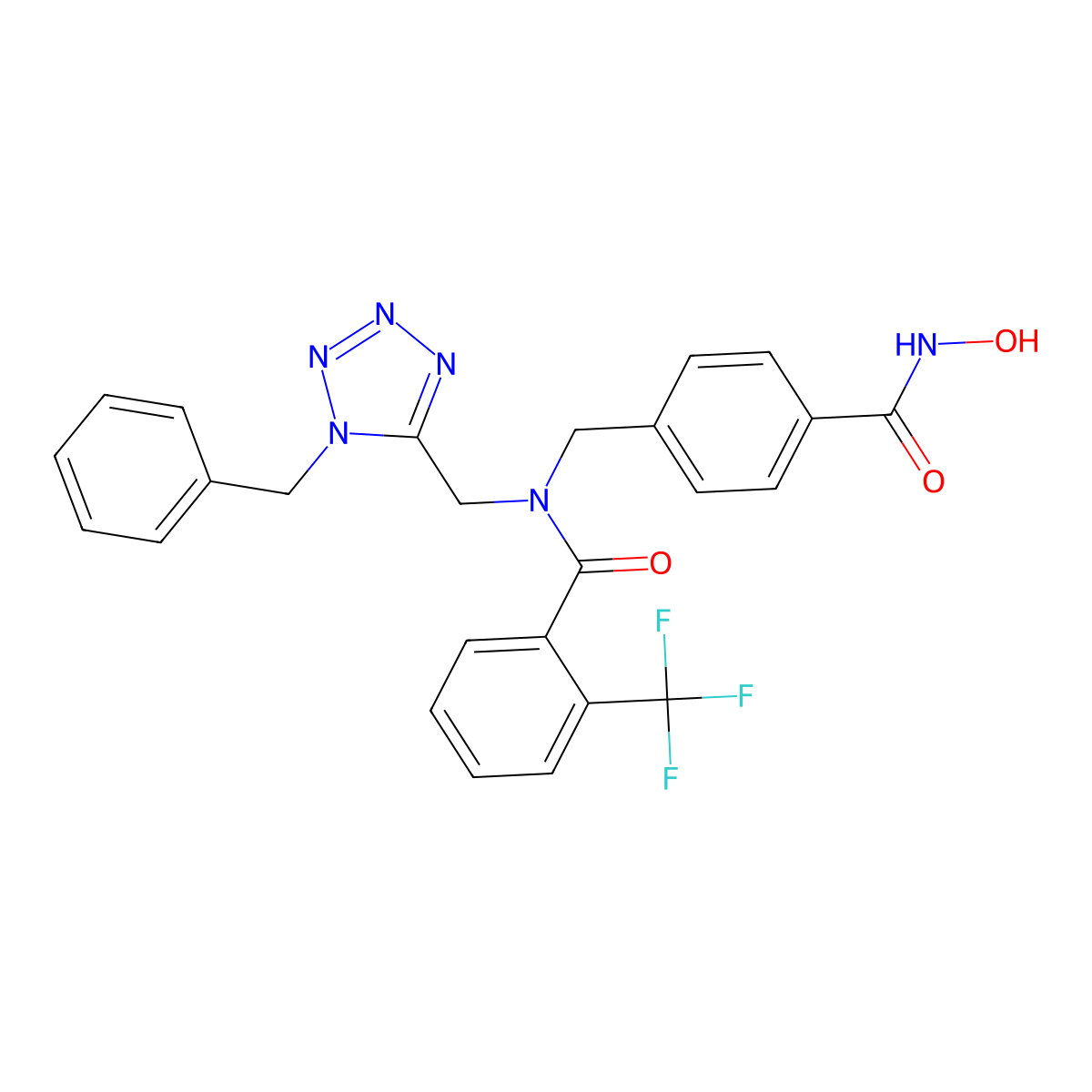N-[(1-benzyltetrazol-5-yl)methyl]-N-[[4-(hydroxycarbamoyl)phenyl]methyl]-2-(trifluoromethyl)benzamide molecular structure, CAS 2484895-50-1