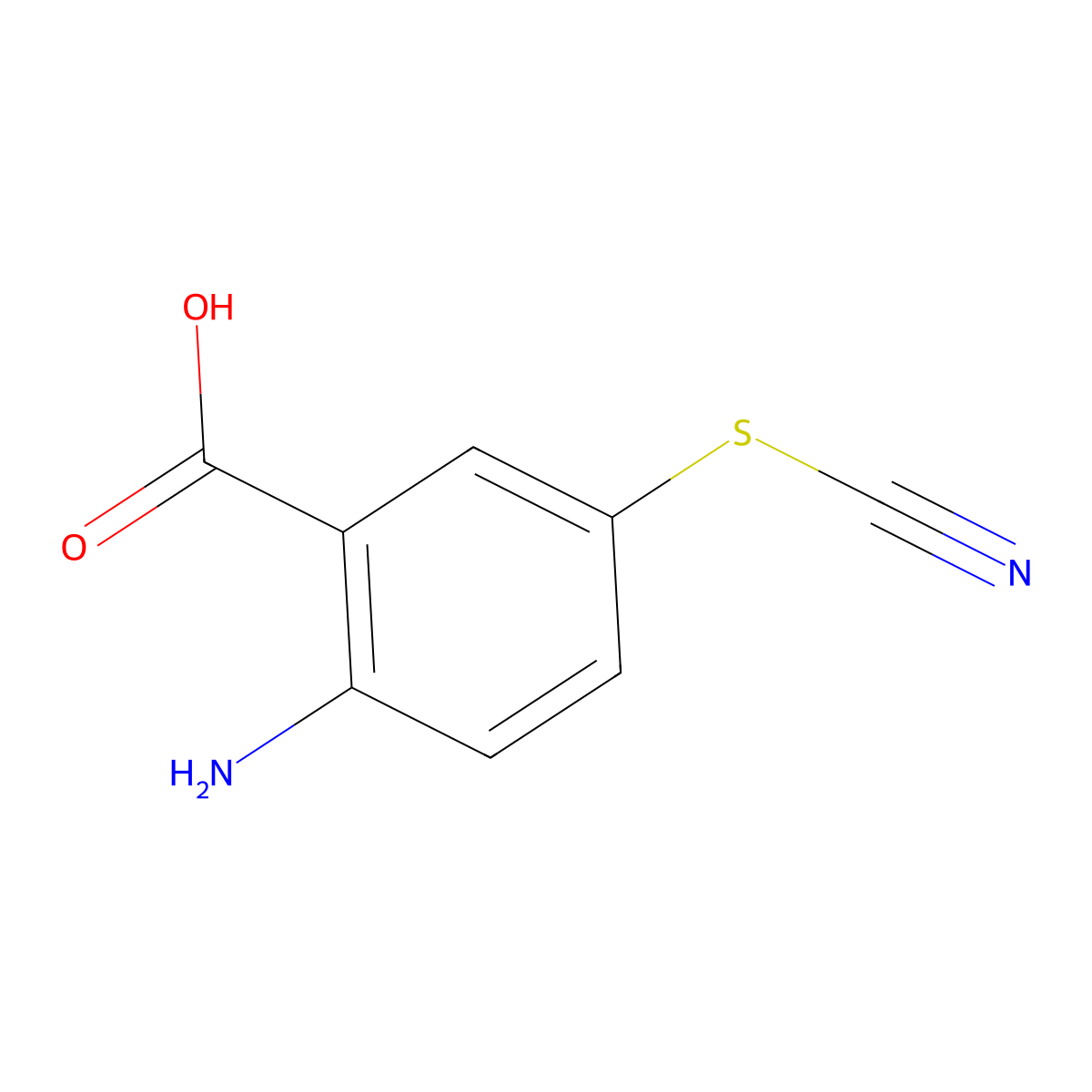 2-Amino-5-thiocyanatobenzoic acid molecular structure, CAS 24849-77-2