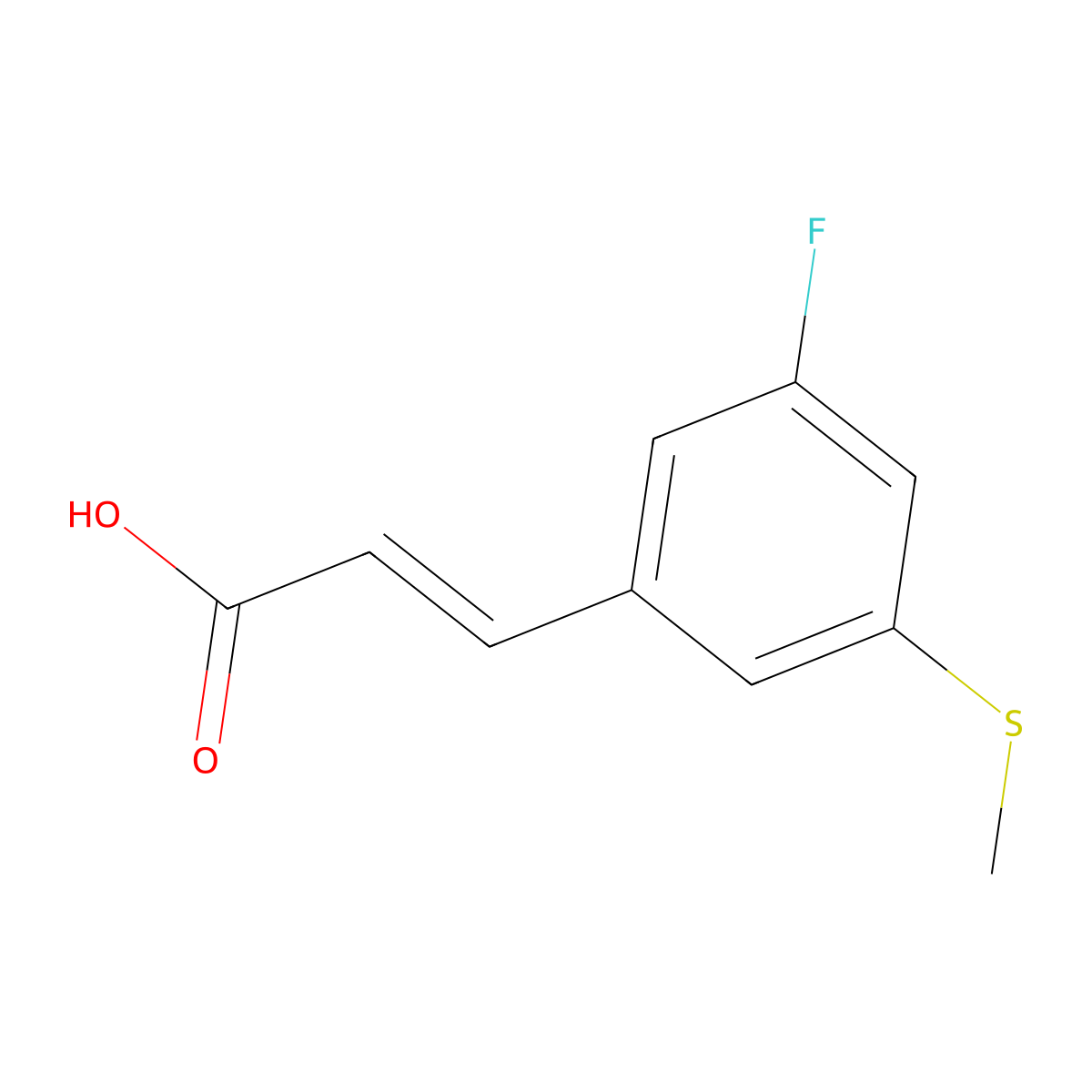 (E)-3-(3-Fluoro-5-(methylthio)phenyl)acrylic acid molecular structure, CAS 2484905-97-5