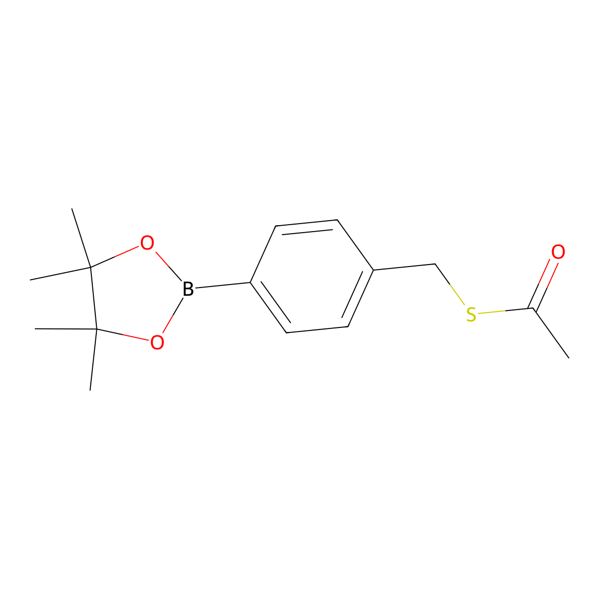 S-4-(4,4,5,5-Tetramethyl-1,3,2-dioxaborolan-2-yl)benzyl ethanethioate molecular structure, CAS 2484920-02-5