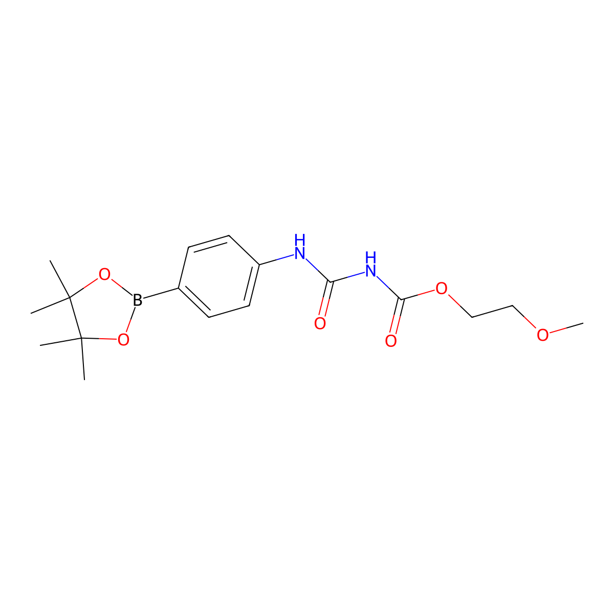 4-(3-((2-Methoxyethoxy)carbonyl)ureido)phenylboronic acid pinacol ester molecular structure, CAS 2484920-06-9