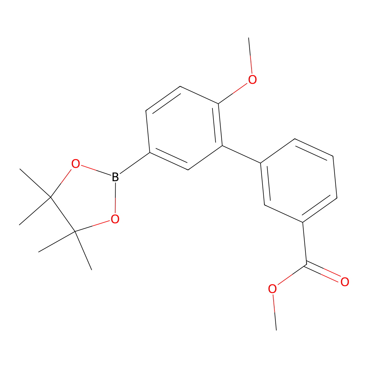 Methyl 3-[2-methoxy-5-(tetramethyl-1,3,2-dioxaborolan-2-yl)phenyl]benzoate molecular structure, CAS 2484920-08-1