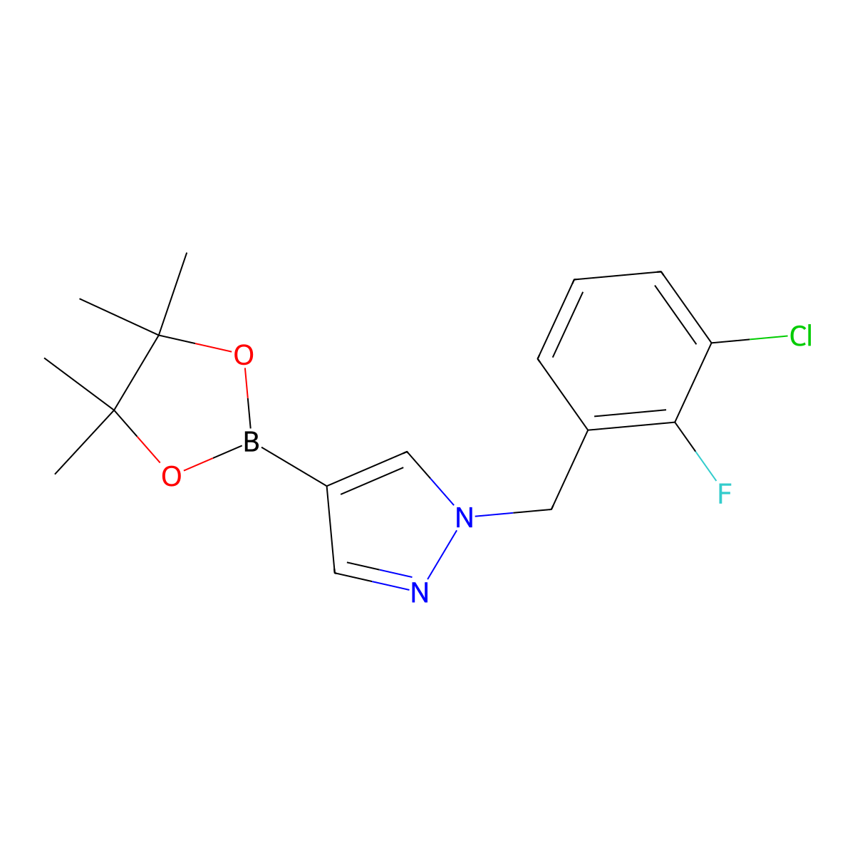 1-[(3-chloro-2-fluorophenyl)methyl]-4-(tetramethyl-1,3,2-dioxaborolan-2-yl)-1H-pyrazole molecular structure, CAS 2484920-11-6