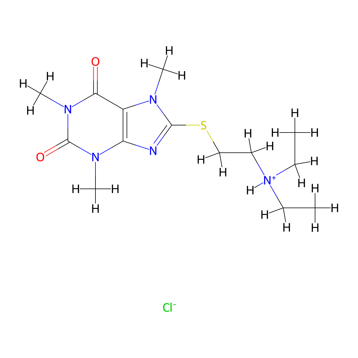 Caffeine, 8-((2-(diethylamino)ethyl)thio)-, hydrochloride molecular structure, CAS 24851-38-5