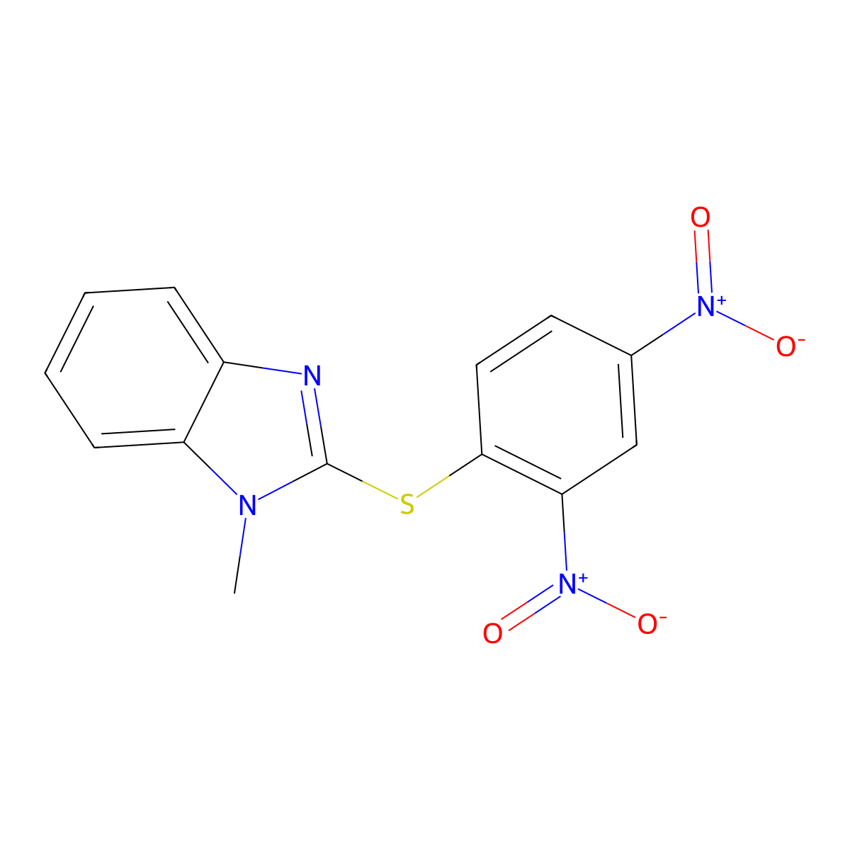 Benzimidazole, 1-methyl-2-(2,4-dinitrophenylthio)- molecular structure, CAS 24851-41-0