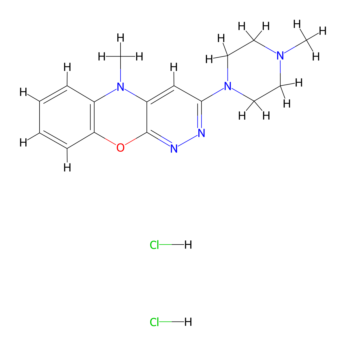 Pipofezine hydrochloride molecular structure, CAS 24853-80-3