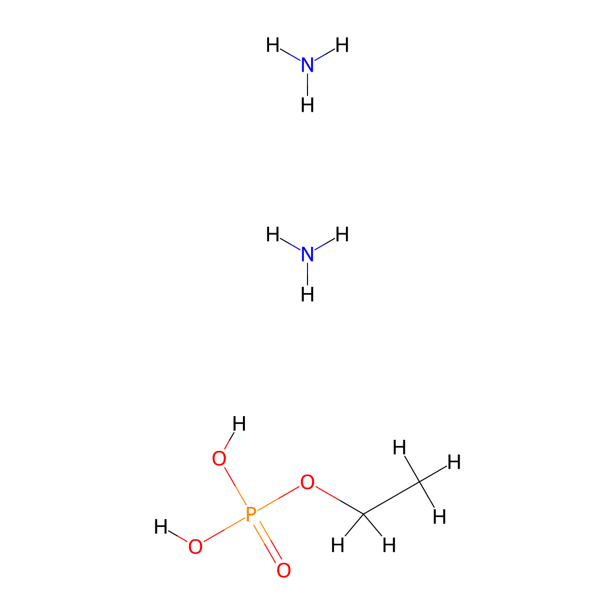 Diammonium ethyl phosphate molecular structure, CAS 24856-79-9