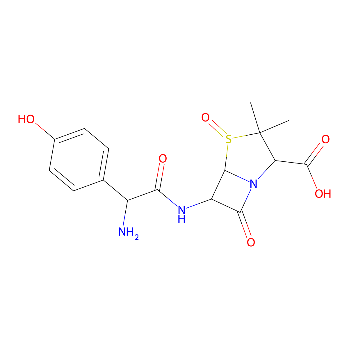 (2S,5R,6R)-6-((R)-2-Amino-2-(4-hydroxyphenyl)acetamido)-3,3,5,6-tetramethyl-7-oxo-4-thia-1-azabicyclo[3.2.0]heptane-2-carboxylic acid 4-oxide (Amoxicillin Impurity) molecular structure, CAS 2485704-40-1