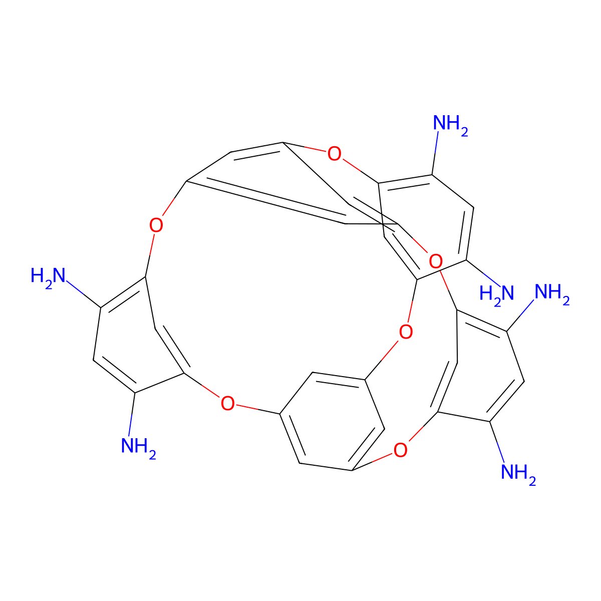 4,6,16,18,31,33-Hexamino-2,8,14,20,29,35-hexaoxabicyclocalix[4]arene molecular structure, CAS 2485713-47-9