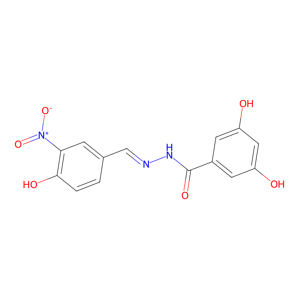 3,5-Dihydroxy-N'-(4-hydroxy-3-nitrobenzylidene)benzohydrazide molecular structure, CAS 2485782-86-1