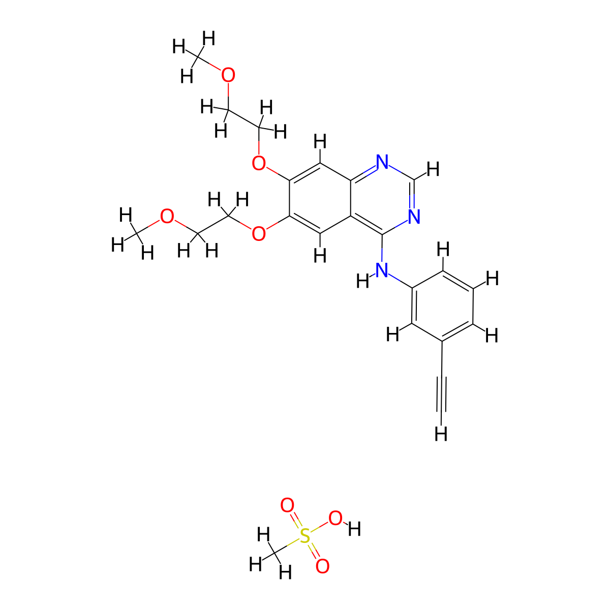 Erlotinib mesylate molecular structure, CAS 248594-19-6