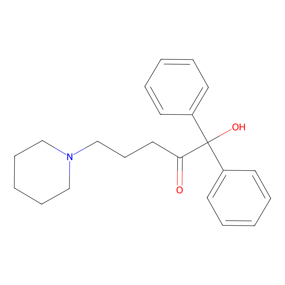 2-Pentanone, 1,1-diphenyl-1-hydroxy-5-piperidino- molecular structure, CAS 24860-78-4