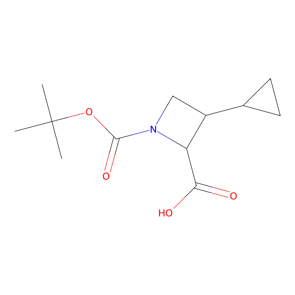 rac-(2R,3S)-1-[(tert-butoxy)carbonyl]-3-cyclopropylazetidine-2-carboxylic acid molecular structure, CAS 2486086-75-1
