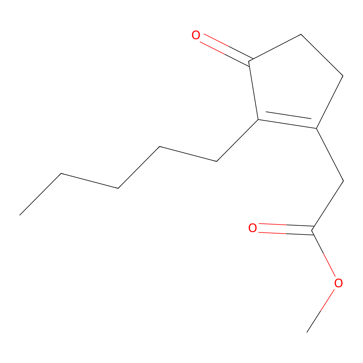 1-Cyclopentene-1-acetic acid, 3-oxo-2-pentyl-, methyl ester molecular structure, CAS 24863-70-5