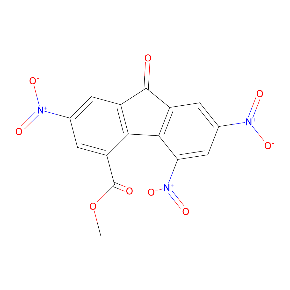 2,5,7-Trinitro-9-oxo-9H-fluorene-4-carboxylic acid methyl ester molecular structure, CAS 24867-50-3